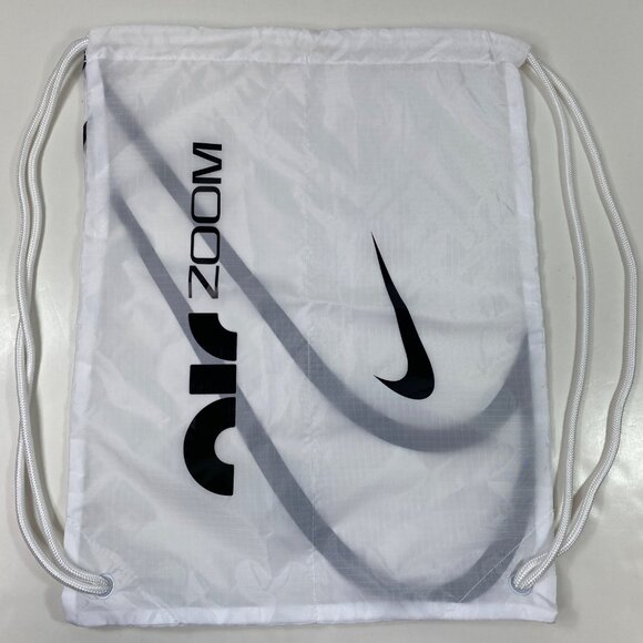 Nike Zoom White Drawstring Backpack For Shoes Lightweight Gym Bag With Black Swo - Picture 4 of 6